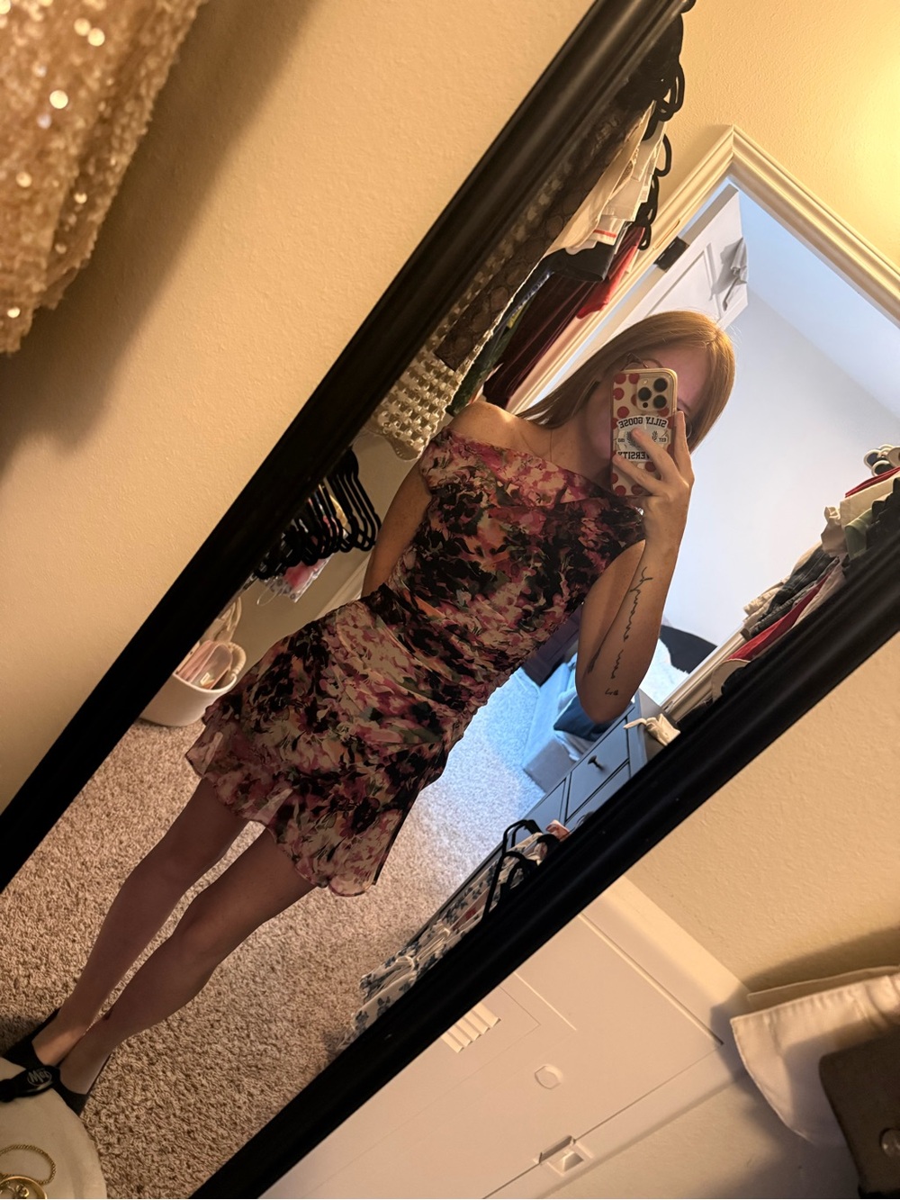 NWT Abercrombie & Fitch Pink Floral Off-Shoulder Mini Dress